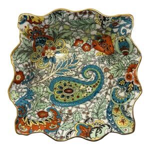 Vintage Rosina Trinket Dish Paisley Chintz Pattern English Bone China Butter Pat